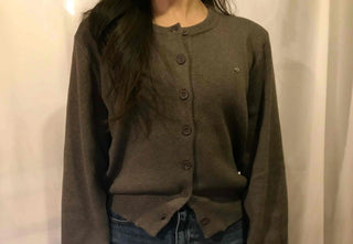 Chic Pocket Detail Polo Neck Cropped Knit Cardigan