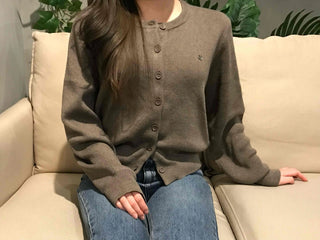 Chic Pocket Detail Polo Neck Cropped Knit Cardigan
