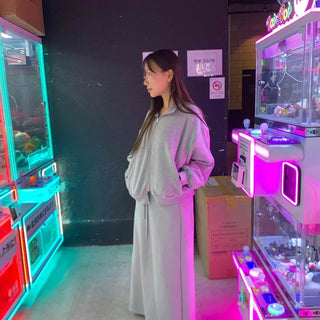Cozy Oversized Sweatshirt & Wide Pants Two-Piece Set
