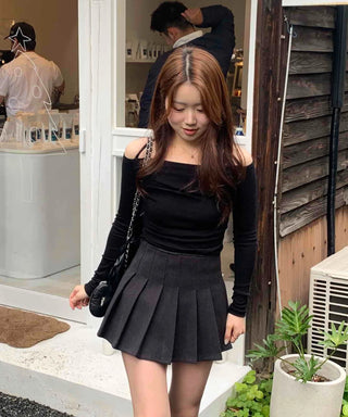 Romantic Shirred Halter Square Neck Slim Long Sleeve T-shirt