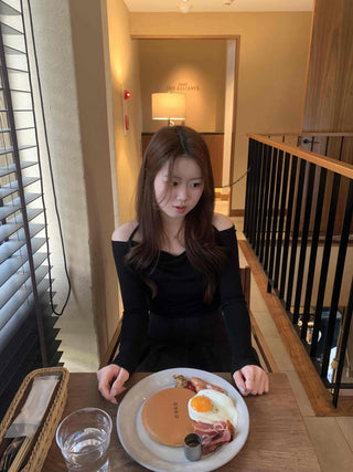 Romantic Shirred Halter Square Neck Slim Long Sleeve T-shirt