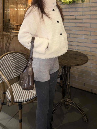 Warm Touch Round Neck Cropped Sherpa Fleece Jacket