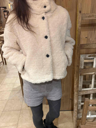 Warm Touch Round Neck Cropped Sherpa Fleece Jacket