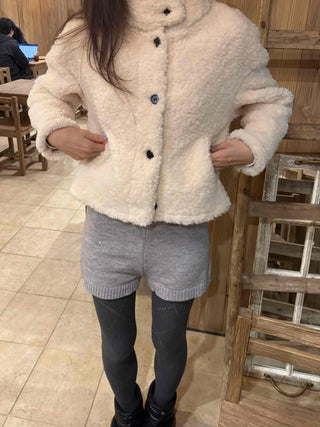 Warm Touch Round Neck Cropped Sherpa Fleece Jacket