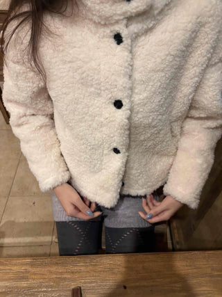 Warm Touch Round Neck Cropped Sherpa Fleece Jacket