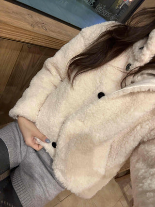 Warm Touch Round Neck Cropped Sherpa Fleece Jacket