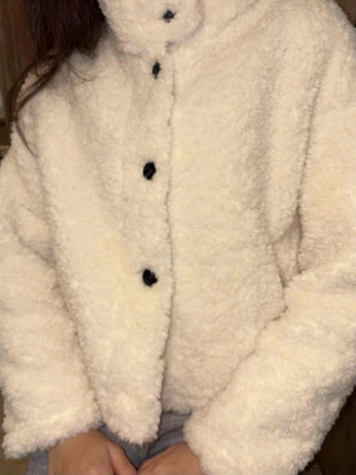 Warm Touch Round Neck Cropped Sherpa Fleece Jacket