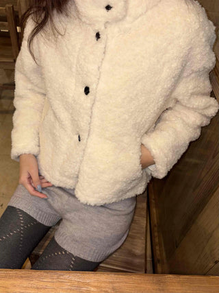 Warm Touch Round Neck Cropped Sherpa Fleece Jacket