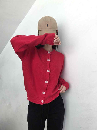 Basic Loose Fit V-Neck Knit Cardigan
