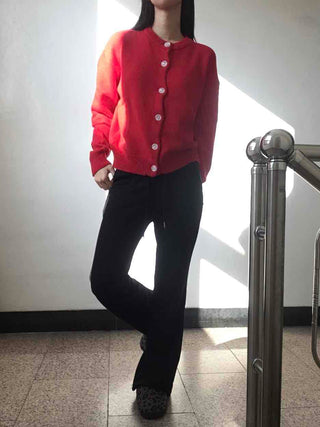 Basic Loose Fit V-Neck Knit Cardigan