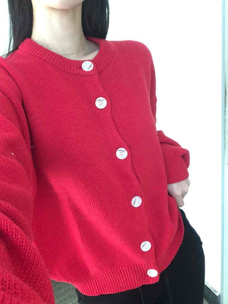 Basic Loose Fit V-Neck Knit Cardigan
