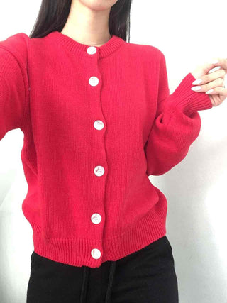 Basic Loose Fit V-Neck Knit Cardigan
