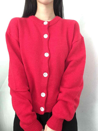 Basic Loose Fit V-Neck Knit Cardigan