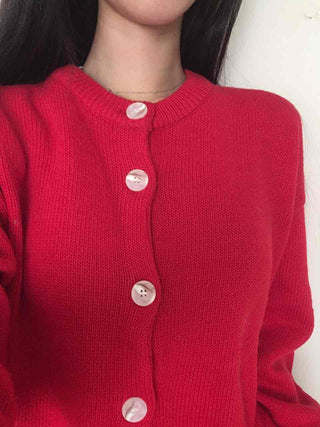 Basic Loose Fit V-Neck Knit Cardigan