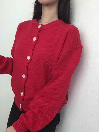 Basic Loose Fit V-Neck Knit Cardigan