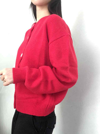Basic Loose Fit V-Neck Knit Cardigan