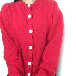 Basic Loose Fit V-Neck Knit Cardigan
