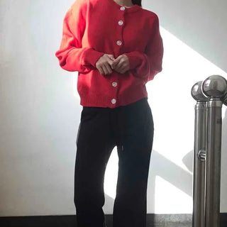 Basic Loose Fit V-Neck Knit Cardigan