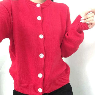 Basic Loose Fit V-Neck Knit Cardigan