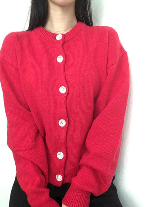 Basic Loose Fit V-Neck Knit Cardigan