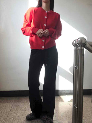 Basic Loose Fit V-Neck Knit Cardigan