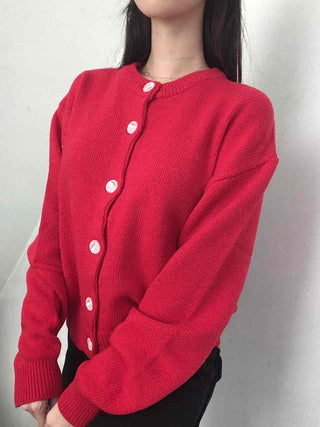 Basic Loose Fit V-Neck Knit Cardigan