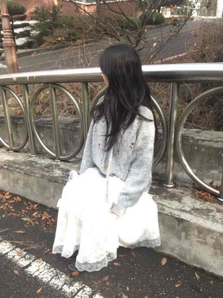 Romantic Embroidered Lace Tiered Long Skirt