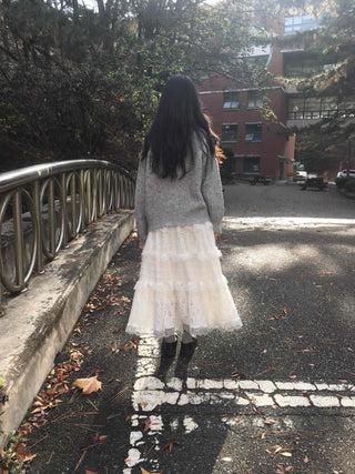 Romantic Embroidered Lace Tiered Long Skirt