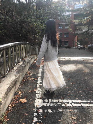 Romantic Embroidered Lace Tiered Long Skirt