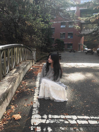 Romantic Embroidered Lace Tiered Long Skirt