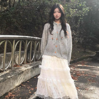 Romantic Embroidered Lace Tiered Long Skirt