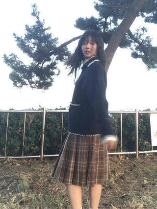 Soft Check Flare Balloon Midi Skirt