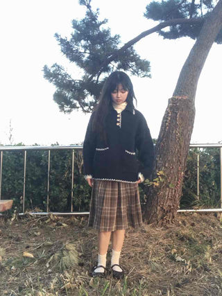 Soft Check Flare Balloon Midi Skirt
