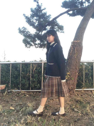 Soft Check Flare Balloon Midi Skirt