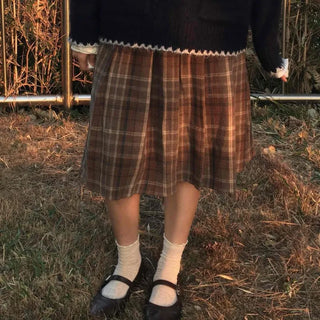 Soft Check Flare Balloon Midi Skirt