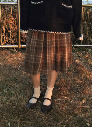 Soft Check Flare Balloon Midi Skirt