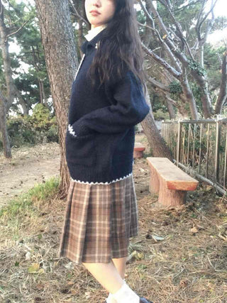 Soft Check Flare Balloon Midi Skirt