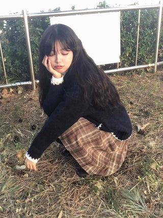Soft Check Flare Balloon Midi Skirt