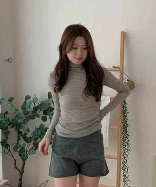 Slim Fit Turtleneck Ribbed Long Sleeve T-shirt
