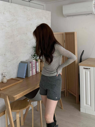 Slim Fit Turtleneck Ribbed Long Sleeve T-shirt
