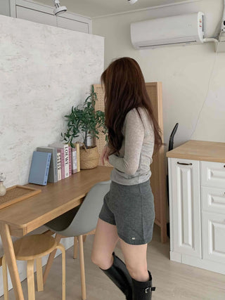 Slim Fit Turtleneck Ribbed Long Sleeve T-shirt