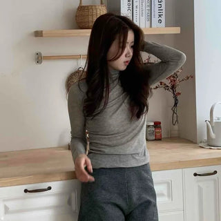 Slim Fit Turtleneck Ribbed Long Sleeve T-shirt
