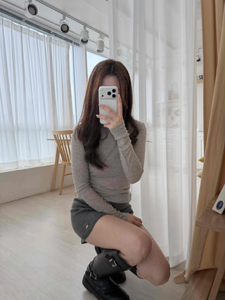 Slim Fit Turtleneck Ribbed Long Sleeve T-shirt