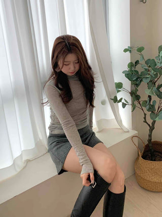 Slim Fit Turtleneck Ribbed Long Sleeve T-shirt