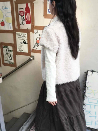 Pom-Pom String Fluffy Fleece Short Vest