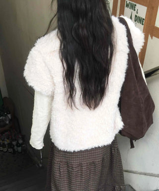 Pom-Pom String Fluffy Fleece Short Vest
