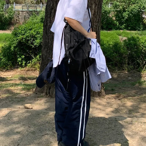Nuel Low-Rise Nylon Two-Stripe Track Pants