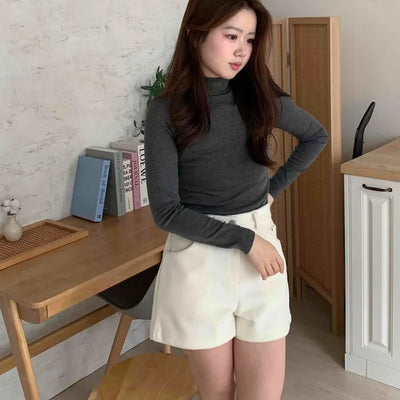 Daily Slim Fit Mock Turtleneck Fleece-Lined Long Sleeve T-shirt