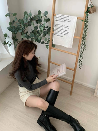 Daily Slim Fit Mock Turtleneck Fleece-Lined Long Sleeve T-shirt