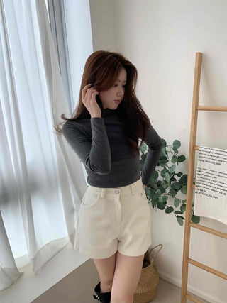 Daily Slim Fit Mock Turtleneck Fleece-Lined Long Sleeve T-shirt